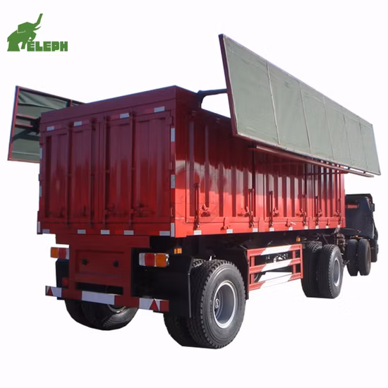 2 Axles Drawbar Wings Open Box Trailers