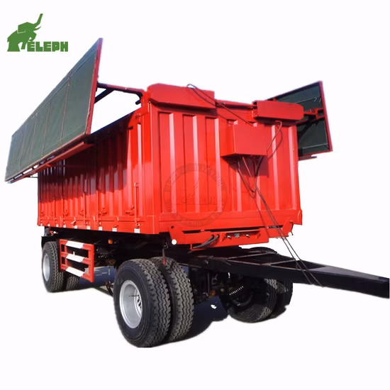 2 Axles Drawbar Wings Open Box Trailers