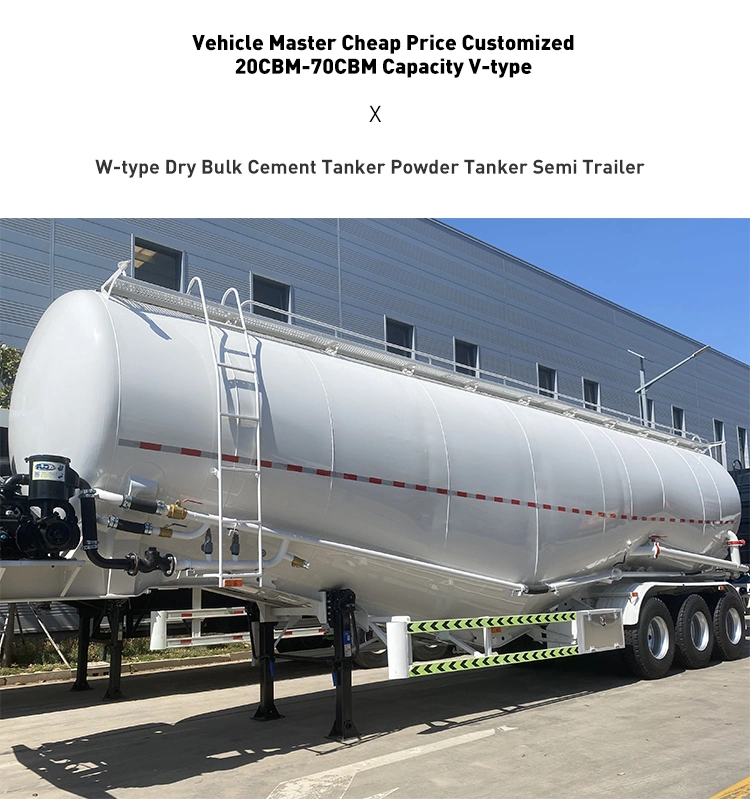 Vehicle Master 30-60 Cbm 3axles Powder Bulk Cement Tanker Trailer